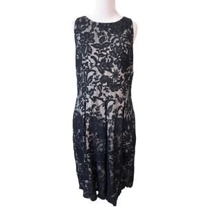 Eliza J Womens Evening Dress 14 Black Floral Lace Sheer Sleeveless Cutout Party